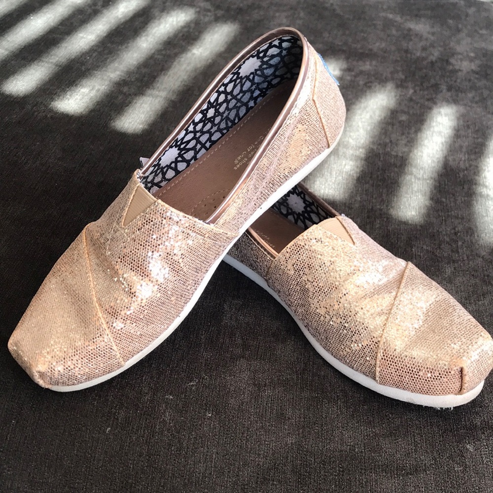 Toms Rose Gold Glitter Classics sz. 7